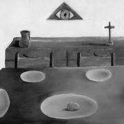 Irish Art. Dinner for Four, acrylic on cotton on board, 280 x1 80 mm,artist Cora Connaughton, Netherlands and West of Ireland Irish art. Dinner For Four, artist Cora Connaughton, Netherlands and West of Ireland