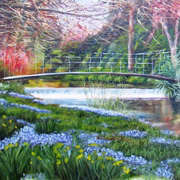 Irish Art. Mt Usher Gardens, Oil, 18x36 inches,artist Derek Lyons, Dublin Irish art. Mt Usher Gardens, artist Derek Lyons, Dublin