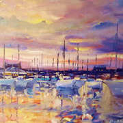 art, Howth Harbour Eve, Oil, 10x8 inches,artist Bill O'Brien, Cork and Dublin art, Howth Harbour Eve, artist Bill O'Brien, Cork and Dublin