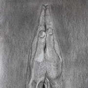 Hands, Charcoal on paper, 14.5 x 11 ins by Gerri McCaffery