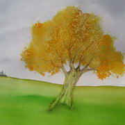 October Tree, Acrylic ink, crayon and watercolour on paper, 40x50cms by Leo de Freyne