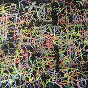 F-L-O-W-E-R-S, Crayon and gouache on paper, 40 x 50cms by Leo de Freyne