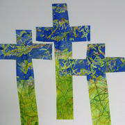 Three Crosses, Crayon, 50 x 40cms by Leo de Freyne