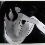 Woman At A River, Gouache and charcoal on paper, 42x59cms by Leo de Freyne