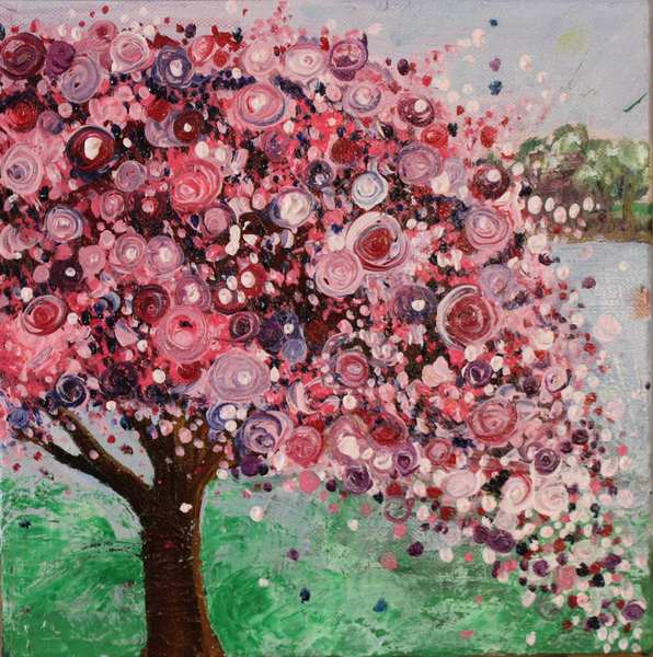39x39/" AUTUMN FAIR by MARY LAMB SEPHIA TREE MONTAGE CANVAS